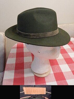 FRYE Felt Fedora Hat  Size Medium/Large - Dark Green  - NICE